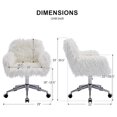 thumbnail image 3 of Hymkun Fluffy Desk Chair, Faux Fur Furry Home Office Chair, Fuzzy Swivel Armchair with Wheels, Height Adjustable Silver Base for Girls, Bedroom, White, 3 of 8