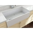 thumbnail image 4 of BOCCHI Contempo Apron Front Fireclay 36 in. Single Bowl Kitchen Sink with Protective Bottom Grid and Strainer in Matte White, 4 of 6