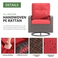 thumbnail image 5 of Sunmthink 3 Pcs Outdoor Wicker Swivel Rocker Patio Set,360 Degree Swivel Rocking Chairs Elegant Wicker Patio Bistro Set with Premium Cushions and Armored Glass Top Side Table for Backyard -Red, 5 of 7