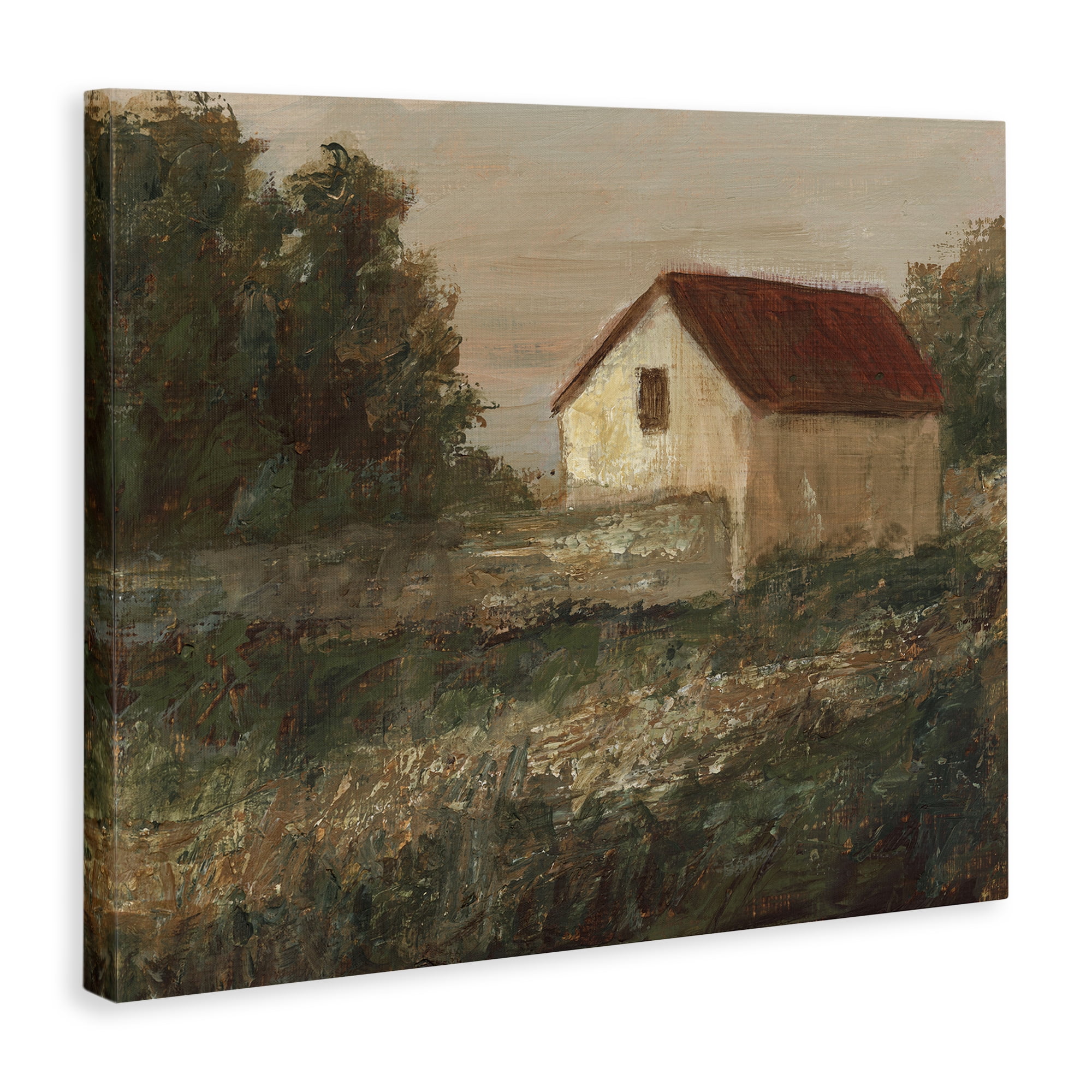 Stupell Industries Traditional Red Roof Cottage Landscape & Nature Painting Wrapped Canvas Art Print Wall Art, 20 x 16