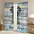 thumbnail image 2 of Homewish Enjoy Farm Life Blackout Curtains Set of 2 (52x84 Each), Light Blue Cabin Wooden Plank Window Curtains, Countryside Style Curtains and Drapes, Living Room Curtains Decor, 2 of 6