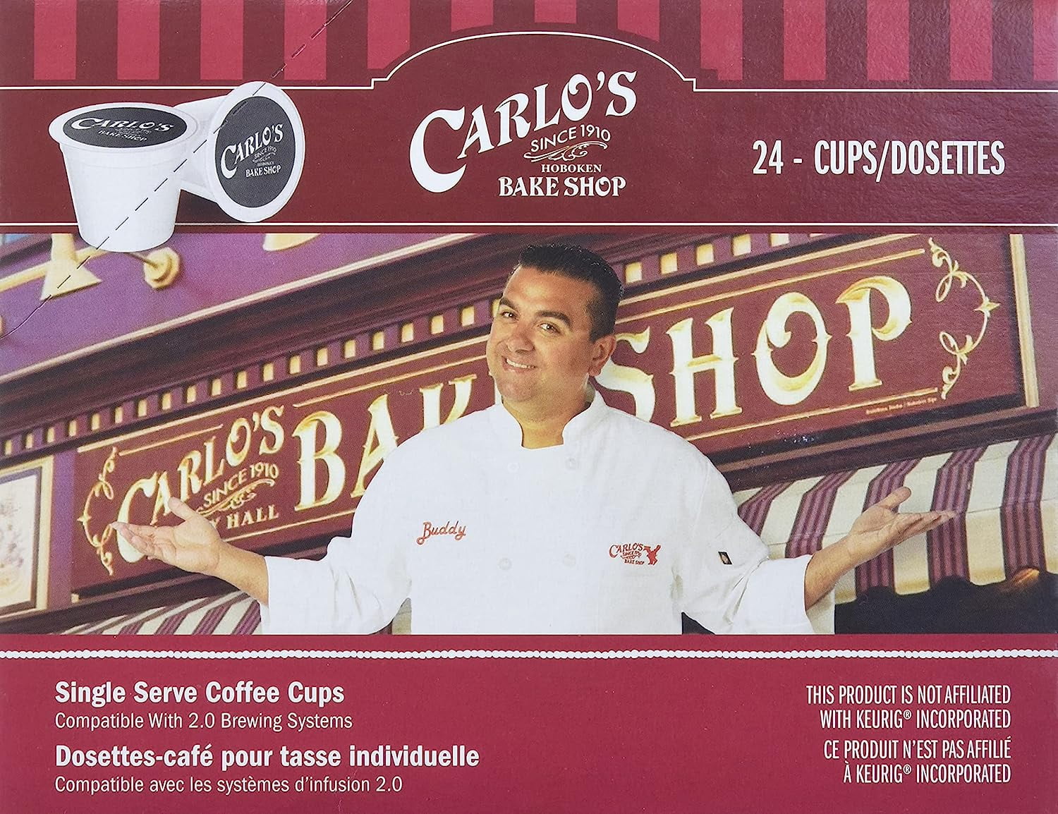 Carlo's Bake Shop Flavored Coffee Pods, Raspberry Truffle Coffee in Single Serve Cups, 24 Count Per Box, 2 Boxes