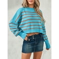 thumbnail image 2 of SUNSIOM Pull-Over Femme Couleur Unie/rayé Col Rond Manches Longues Ample Printemps Automne Décontracté Mode Urbaine, 2 of 6