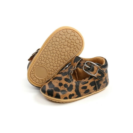 

Colisha Toddler Boys Girls Crib Shoes Magic Tape Walking Shoe Rubber Sole Loafers Outdoor Breathable Moccasin First Walker Flats Leopard Print 6C
