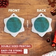 thumbnail image 3 of 3drose, Merry Christmas, Elegant Aqua, Coral, Green, Snowflakes and Stars, 3 inch Snowflake Porcelain Ornament, 3 of 7