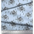 thumbnail image 2 of Soimoi Blue Cotton Cambric Fabric Cedar Tree & Mountain Nature Printed Fabric 1 Yard 42 Inch Wide, 2 of 3