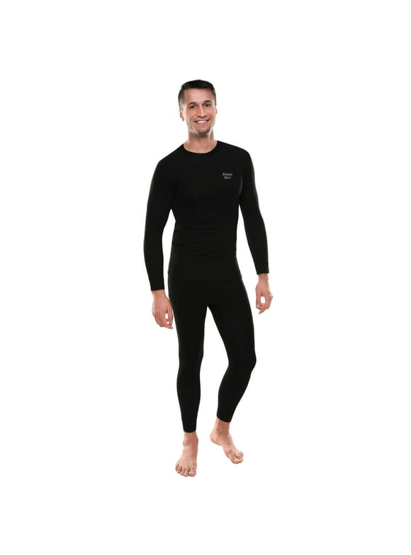 Mens Base Layers Set Compression Pants & Shirt Thermal Wear for Men, Black Medium