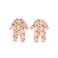 thumbnail image 2 of RUINIXCW Newborn Baby Girl Halloween Pajamas Outfit Romper Fall Winter Clothes Girls PJS Set Sleepwear Infant Ghost Pumpkin Print Lapel Long Sleeve Button Down One Piece Jumpsuit Loungewear Homewear, 2 of 9