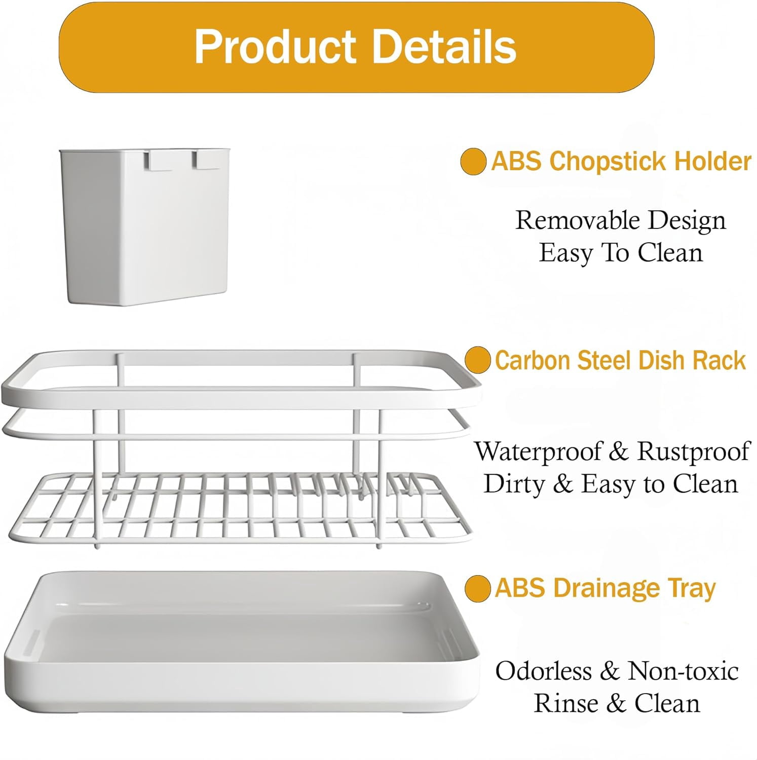 Kitchen Sink Dish Drying Rack: Drying Dish Rack, 2025 New Multifunctional Dish Rack with Drainer Tray, Chopstick Holder, and Wine Glass Rack, Dish Drainers for Kitchen Counter (Black)