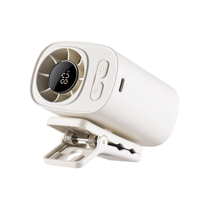 Car Clip On Air Conditioner Fan LED Display Portable Mini Cooling Fan Strong Wind Adjustable Speed USB Rechargeable Quiet Air Circulator for Car Auto Office Travel Home Summer Heat Relief