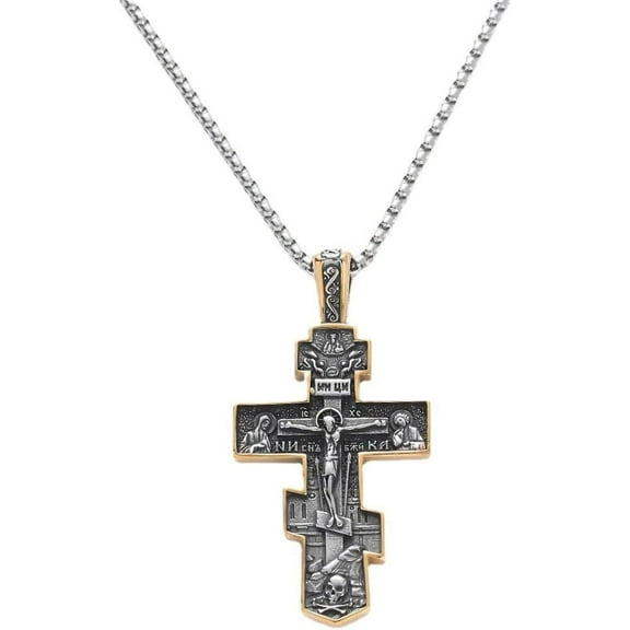 Cy trendy Eastern Orthodox Cross Necklace for Men Women Retro Religious Jesus Crucifix Byzantine Cross Christian Pendant Jewelry Gift