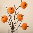 thumbnail image 6 of Yellow Artificial Velvet Pumpkin Branches, Bright Fake Berry Pumpkin Chenille Sticks, Seasonal Decorative Picks for Fall Festival, Halloween, Thanksgiving Home Border & Table Display (24.41*1.97in), 6 of 8