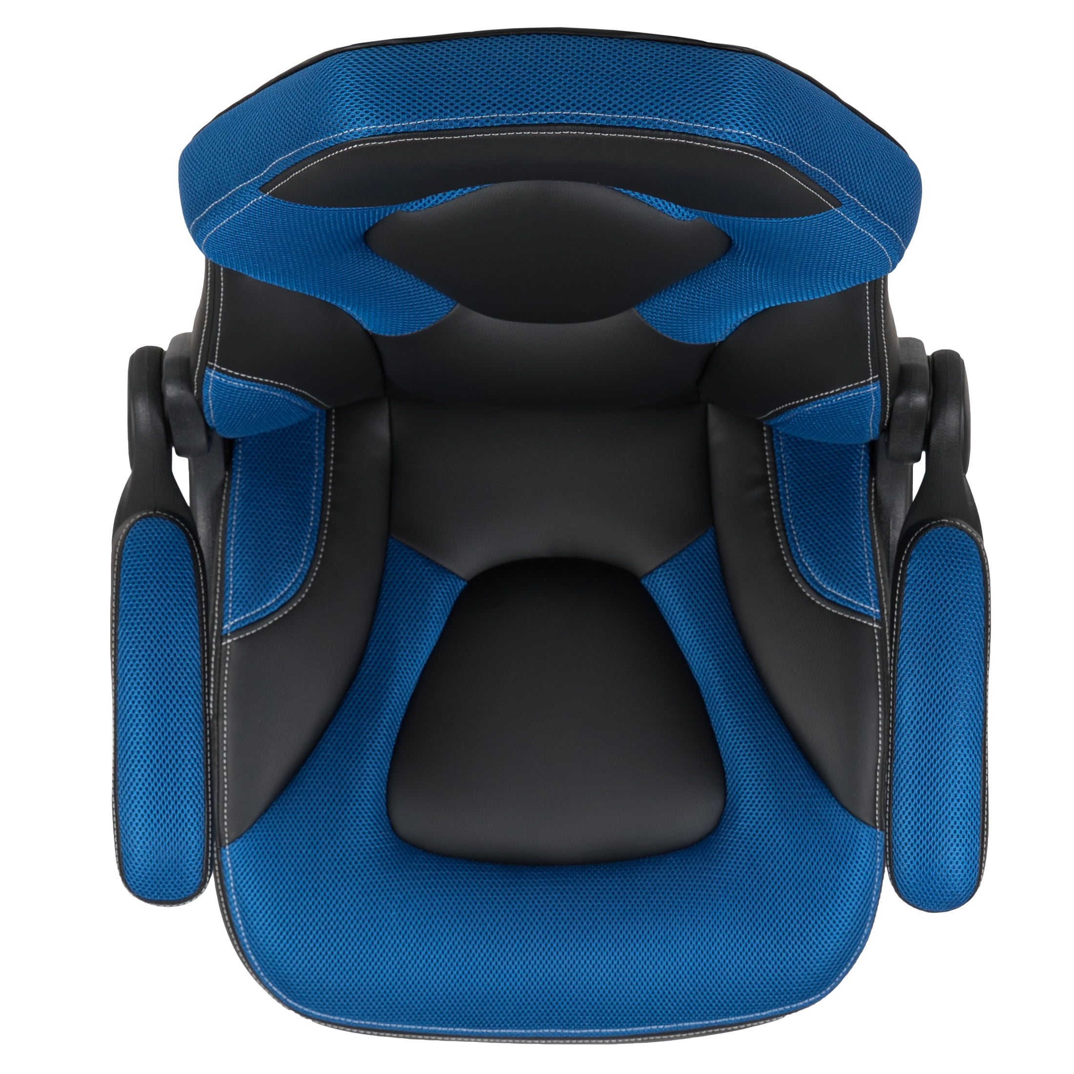 Emma + Oliver Gaming Racing PC Chair with Flip-up Arms, Blue/Black LeatherSoft