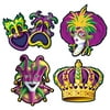 Club Pack of 24 Green, Yellow and Purple Mardi Gras Cutout Party Decorations 16"