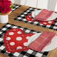thumbnail image 5 of Valentine''s Day Red Love Hearts Placemats Set of 4, Black White Buffalo Plaid Check Farmhouse Dining Table Place Mats, Polka Dots Anniversary Wedding Kitchen Decor Home Decoration 12 x 18 Inch, 5 of 5