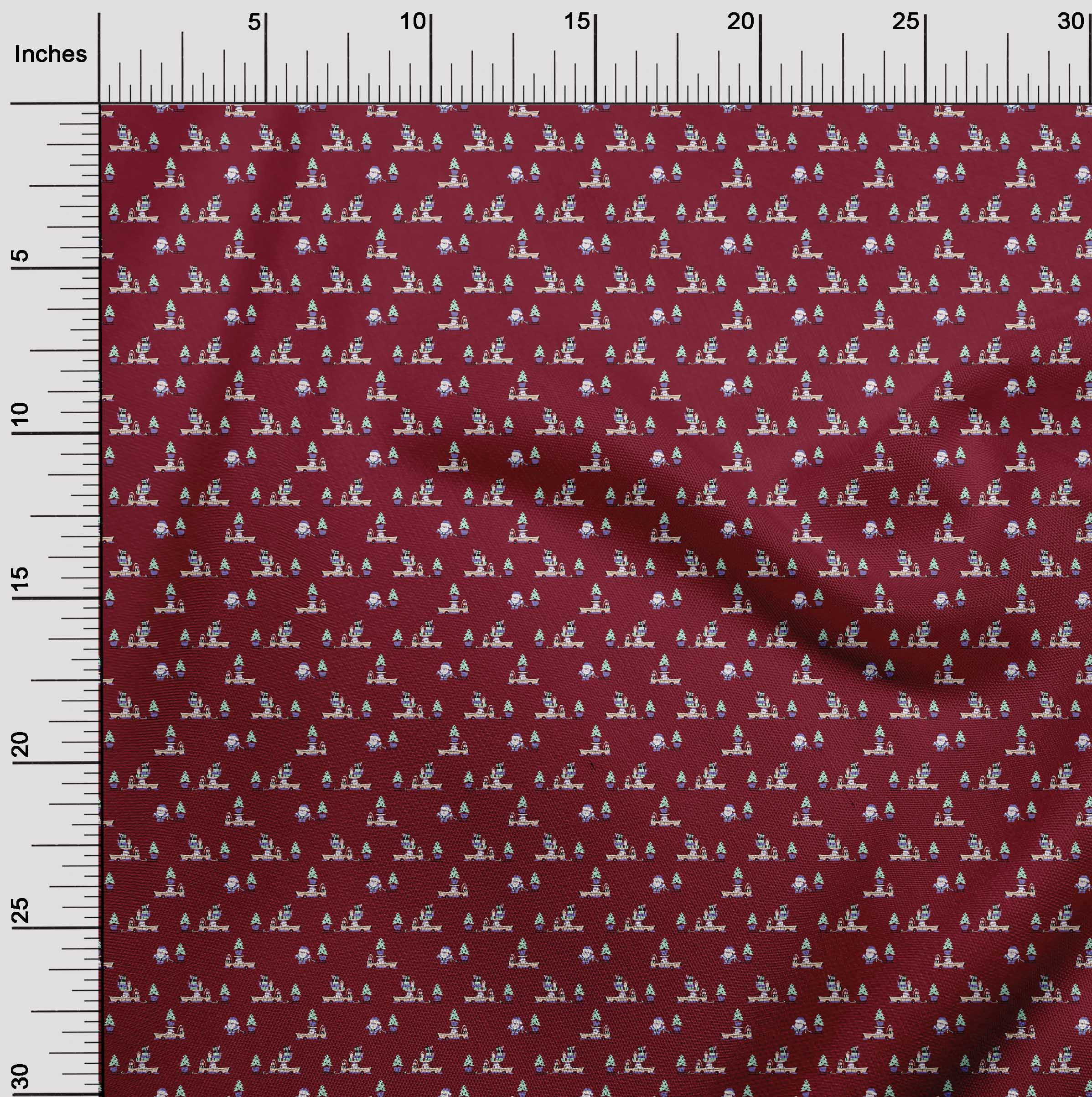 oneOone Cotton Poplin Maroon Fabric Christmas Sewing Fabric By The Yard Printed Diy Clothing Sewing Supplies 56 Inch Wide