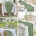 thumbnail image 5 of Parojati 6 Pcs Cheesecloth Table Runner 35'' x 120'' inch Nude Boho Gauze Cheese Cloth Table Runners for Baby Shower Decoration Wedding Party Summer Garden Farmhouse Sage Green, 5 of 9
