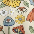 thumbnail image 6 of 70s Retro Boho Floral Psychedelic Shower Curtain in Yellow Orange, Funky Mushrooms Flowers and Eyes Trippy Hippie Vintage Fabric Shower Curtain Set Cottage-core Abstract Aesthetic Bathroom Decor, 6 of 6