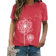 thumbnail image 1 of DYMADE Women Round Neck Dandelion Print Short Sleeve Solid Casual Top, 1 of 2