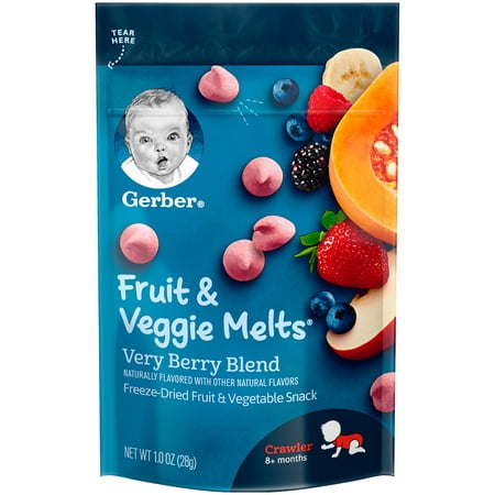 Gerber Fruit & Veggie Melts Freeze-Dried Fruit and Vegetable Snacks, Very Berry Blend, 1 (Best Snacks For Infants)