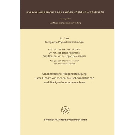 ISBN 9783531031668 product image for Forschungsberichte Des Landes Nordrhein-Westfalen: Coulometrische Reagenserzeugu | upcitemdb.com