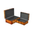 thumbnail image 6 of Contemporary Home Living Set of 2 Brown Striped Burl Wood Veneer Storage Boxes 13.25", 6 of 6