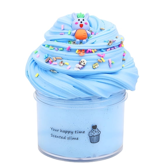 BESTSKY Fluffy Red Scented Slime with Cute Toppings Stress Relief Toy for Kids & Adults,Non-Toxic,Soft & Stretchy