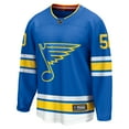 thumbnail image 2 of Men's Fanatics Jordan Binnington Blue St. Louis Blues Home Breakaway Player Jersey, 2 of 3