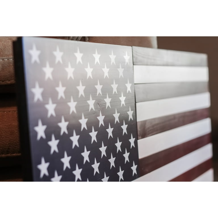 36" X 19" Large Hand-Crafted 100% Made In U.S.A. Wood American Flag Patriotic Wall Art Americana Vintage Colors