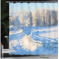 thumbnail image 4 of Ambesonne Farm House Shower Curtain, Winter Snowy Pines, 69"Wx84"L, White Blue, 4 of 5