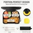 thumbnail image 4 of Primlect Bento Box, 3-Compartment Kids Lunch Container Set, with Leak-Proof Insulated Food Jar, Black, 4 of 7