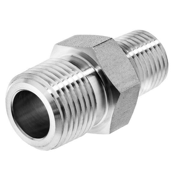 Pipe Fitting - 304 Stainless Steel - Instrumentation - Reducing Hex Nipple - 3/8" x 1/4" NPT Male