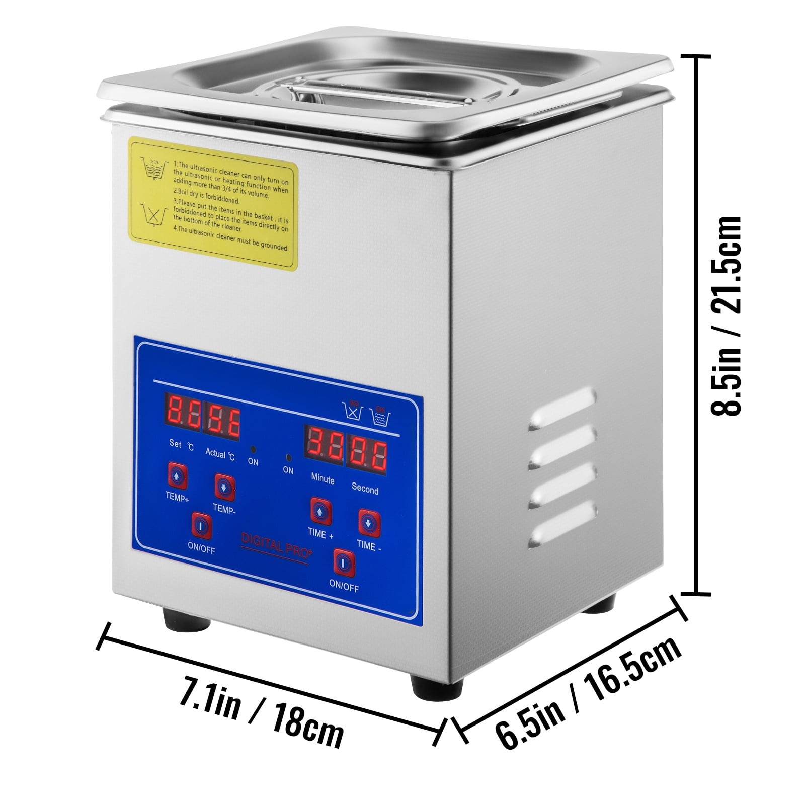 KFFKFF 2L Ultrasonic Cleaning Machine Stainless Steel Professional Digital Machine w/Timer 40kHz ​110V, FCC/CE/RoHS Certified for Jewelry Watch Glasses Diamond Eyeglass Small Parts Cleaning