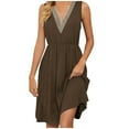 thumbnail image 2 of Dresses for Women 2026 Plus Size Fashion Short Sleeve V-Neck Solid Color Pocket Makings Dress, 2 of 5