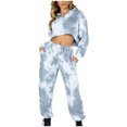thumbnail image 2 of Usmixi Sweatsuits Set for Women Womens 2 Piece Outfits Fashion Tie Dye Hooded Cropped Sweatshirt Drawstring Elastic Waist Jogger Pant Lounge Sets Tracksuit Sets with Pocket Under $10, 2 of 7