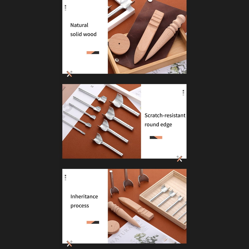 12Pcs1eatherHalf-Round Cutter Punching Tool Wood1eatherCraft Edging Burnisher Set for1eatherStrap Belt Wallet Bag