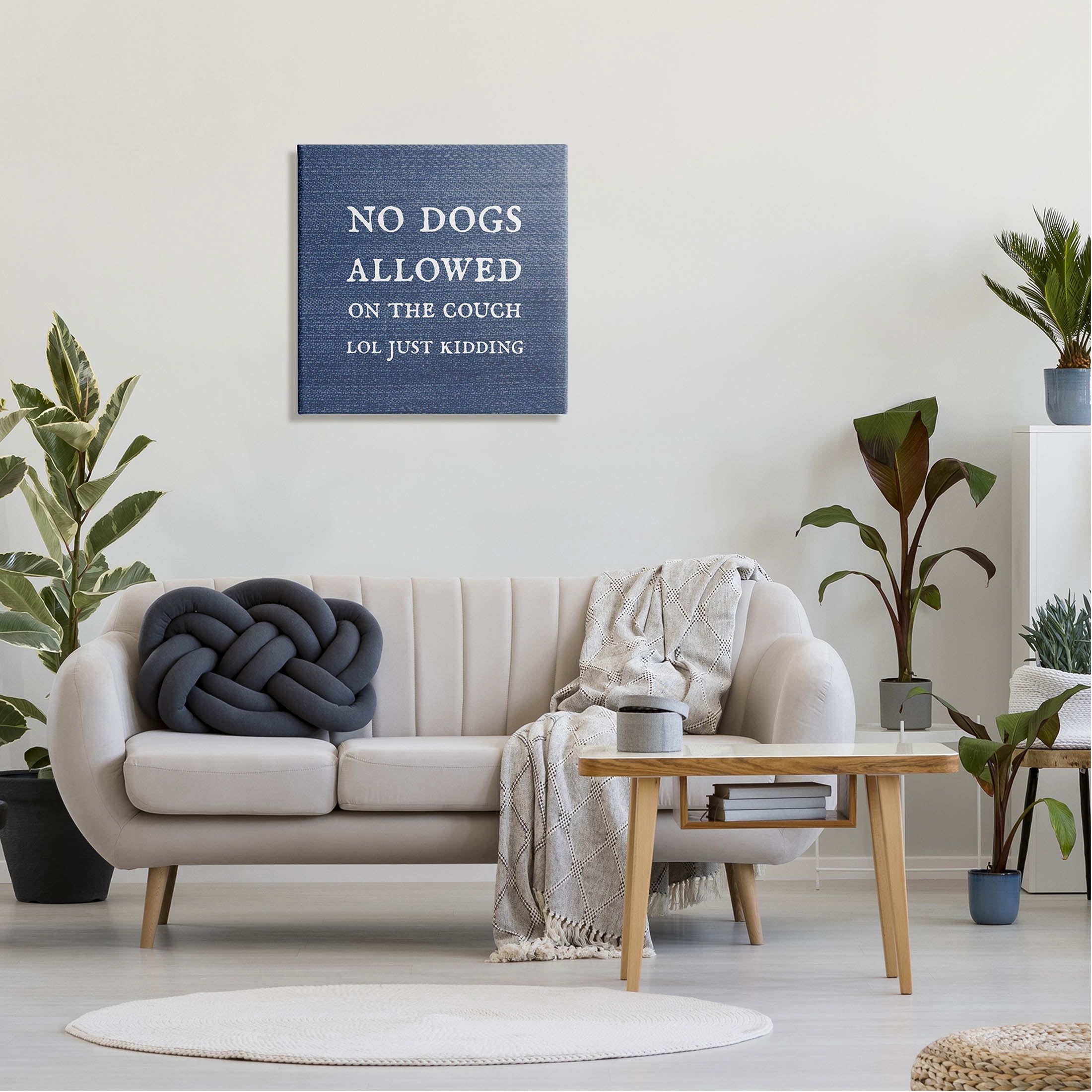 No Dogs Allowed Just Kidding Funny Pet Typography Graphic Art Gallery Wrapped Canvas Print Wall Art