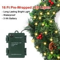 24 Inch Battery Operated LED Christmas Wreath with Timer, Red Berries