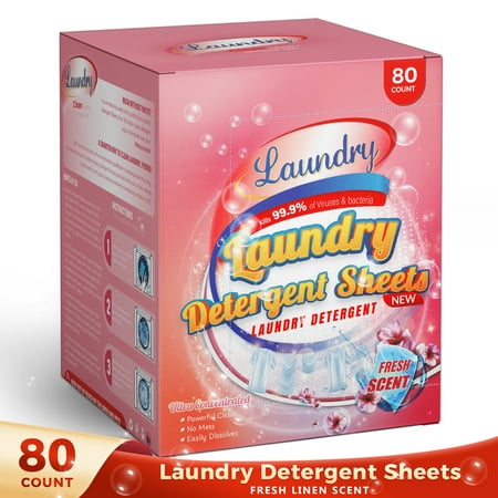product image of BIMZUC 80 Laundry Sheets, Laundry Detergent Sheets Up to 160 Loads, Sheets Laundry Detergent - Fresh Scent for Travel & Camping