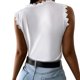 thumbnail image 3 of Camiseta sin mangas con cuello en V y encaje para mujer: poliéster, botones en la espalda, bordado floral, informal para el verano, 3 of 6