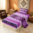 thumbnail image 2 of Manfei Damask Floral Twin Sheets, Baroque Flower Bedding, Purple and Pink, Black Reversible 3-Piece1 Flat Sheet + 1 Fitted Sheet + 1 Pillowcase, 2 of 6