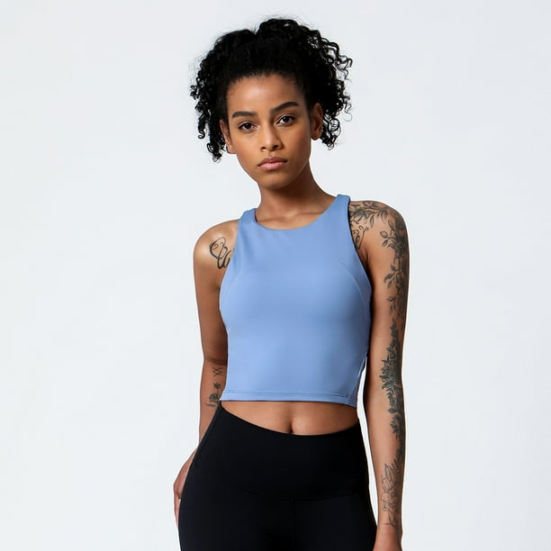 Chaleco de yoga de verano para mujer, sujetador deportivo con espalda en V y escote en V, top deportivo para correr y fitness