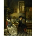 thumbnail image 2 of Jan August Hendrik Leys 15x18 Black Ornate Wood Framed Double Matted Museum Art Print Titled - Seventeenth-Century Interior (1838), 2 of 5