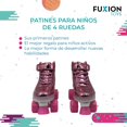 thumbnail image 3 of Patines 4 Ruedas Fuxion Sports para Niños y Niñas Rosa 22.5, 3 of 10