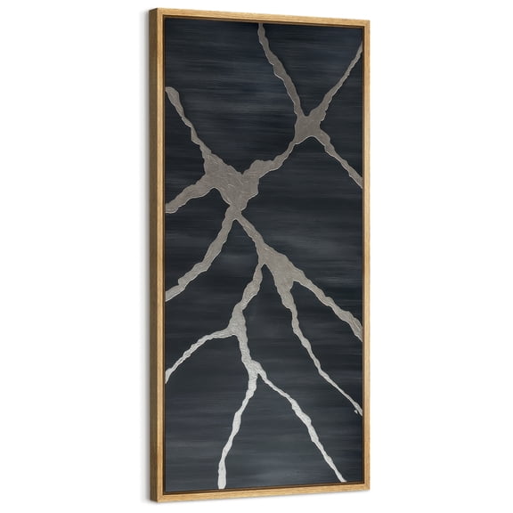 Large Framed Canvas Art Abstract Lines Print for Modern Living Room Bedroom Wall Decor - 60"x30" Natural Framed