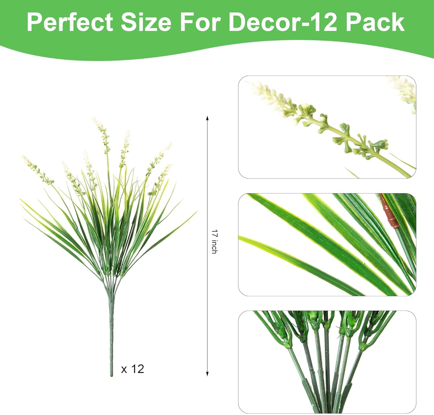 Artificial Faux Plants Flowers for Outdoor Decorations, Fake Monkey Grass for Outside Porch Patio, No Fade Realistic Greenery Plant, UV Resistant Artificial Shrubs for Courtyard Window Garden