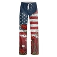 thumbnail image 3 of 250 Years Pants for Women Patriotic Star USA Flag Print Wide Leg Lounge Pants Elastic High Waist Regular Fit Daily Wear Soft Trousers, #01 Dark Blue, XXL, 3 of 5