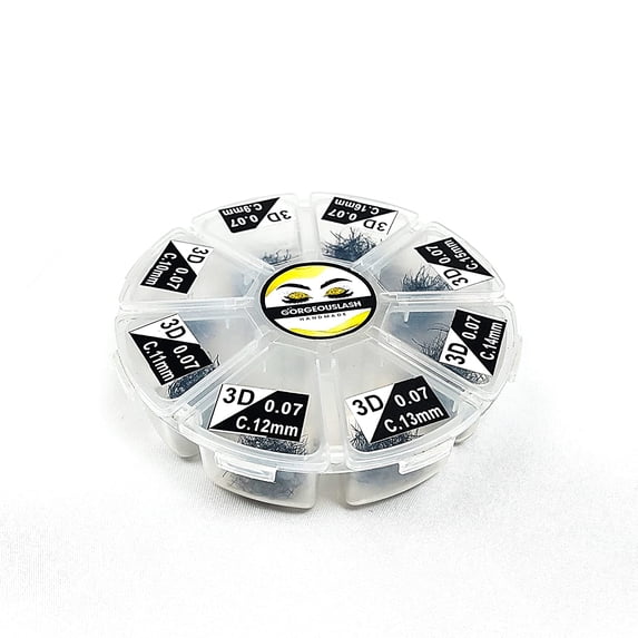 Mix 3D Curl C Lashes, 1000 Mixed Length Premade Volume Fans, 0.07mm thickness, Eyelash extension, Handmade