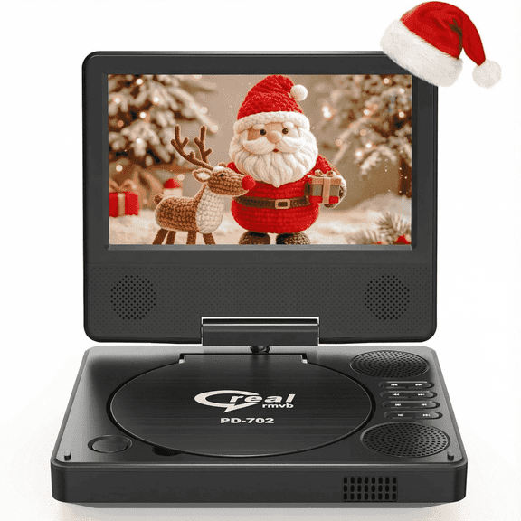 PJGCWB 9.5'' Portable DVD Player for Kids, 7.5'' Swivel Screen, Region Free for Car Travel