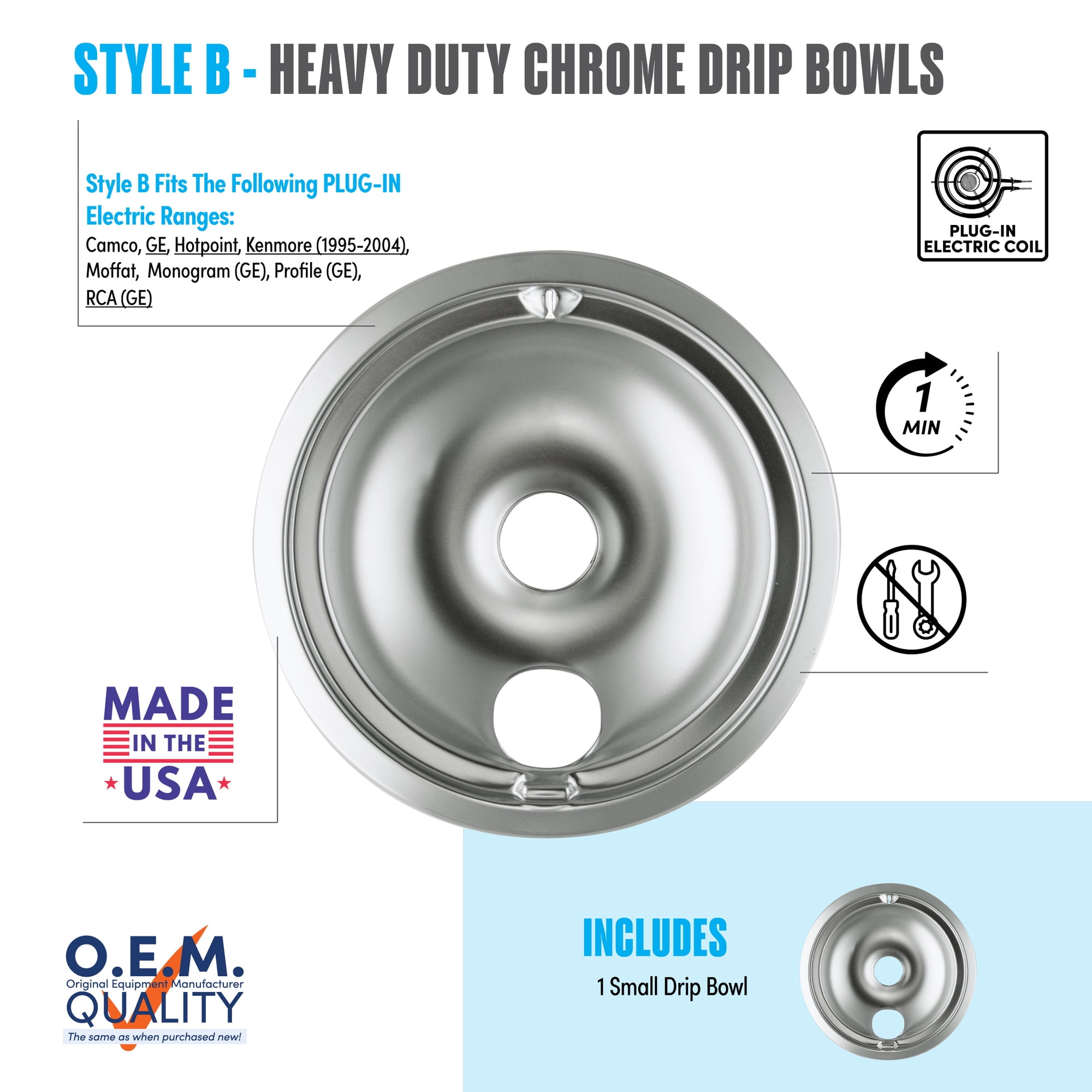 Range Kleen 119A Style B Small Heavy Duty Chrome Drip Bowl